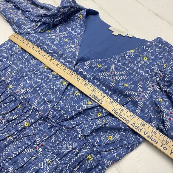 Anthropologie Forever That Girl  Smocked Blouse Cornflower Blue  Women's Medium - Picture 10 of 15